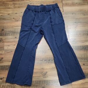 Saturday Sunday Anthropologie Johanna Flared Pants XLarge Navy Blue Boho Flair